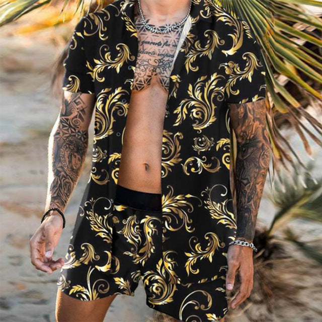 Floral Shirt Beach Two Piece Suit Sets