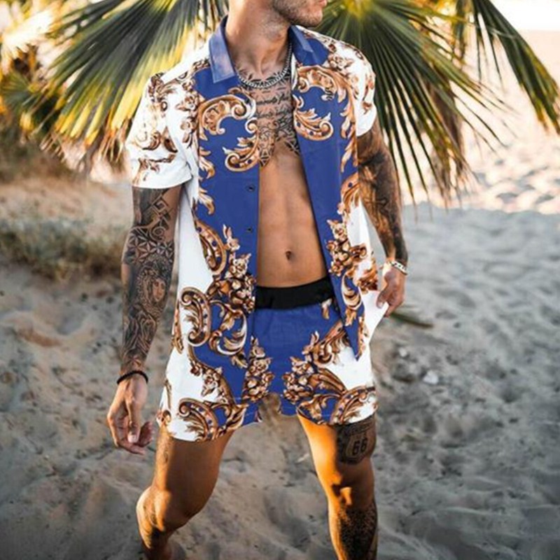 Floral Shirt Beach Two Piece Suit Sets