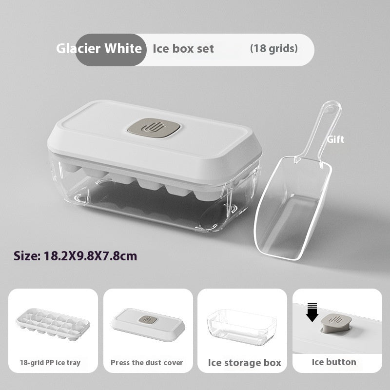 Silicone Ice Cube Tray Mold Lid Shovel Storage Box Remove With One Click Ice Maker