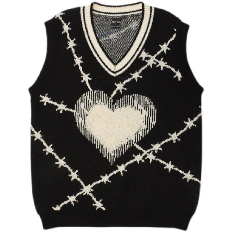 Women's Retro Heart Sleeveless Knitted Vest