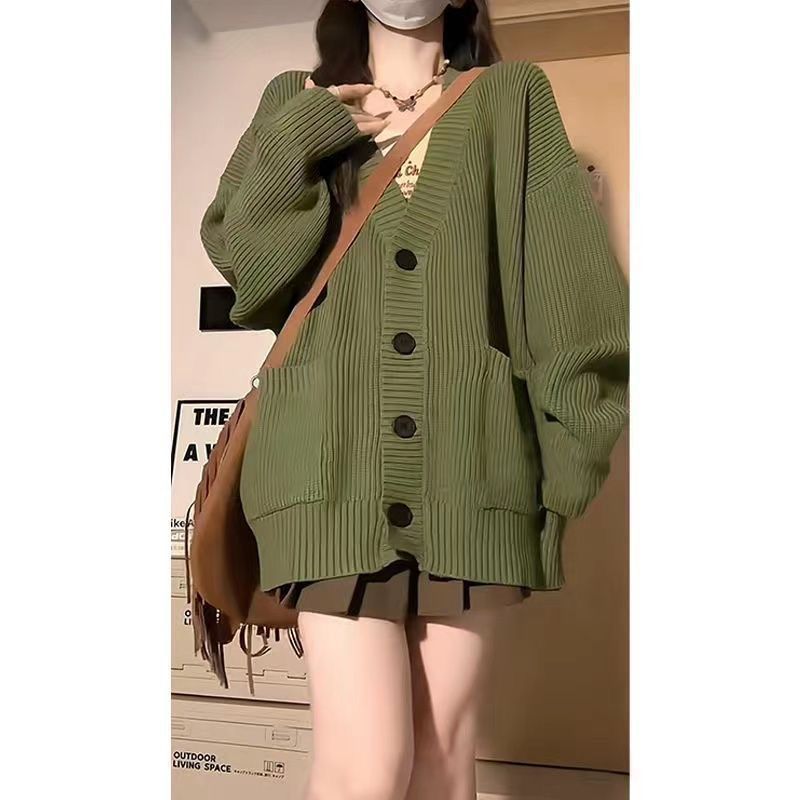 Conjunto de dos piezas de chaqueta de punto y falda plisada retro