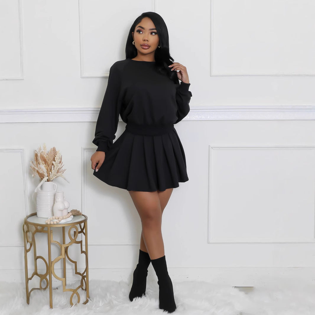 New Two-piece Casual Suit Long Sleeve Mini Skirt
