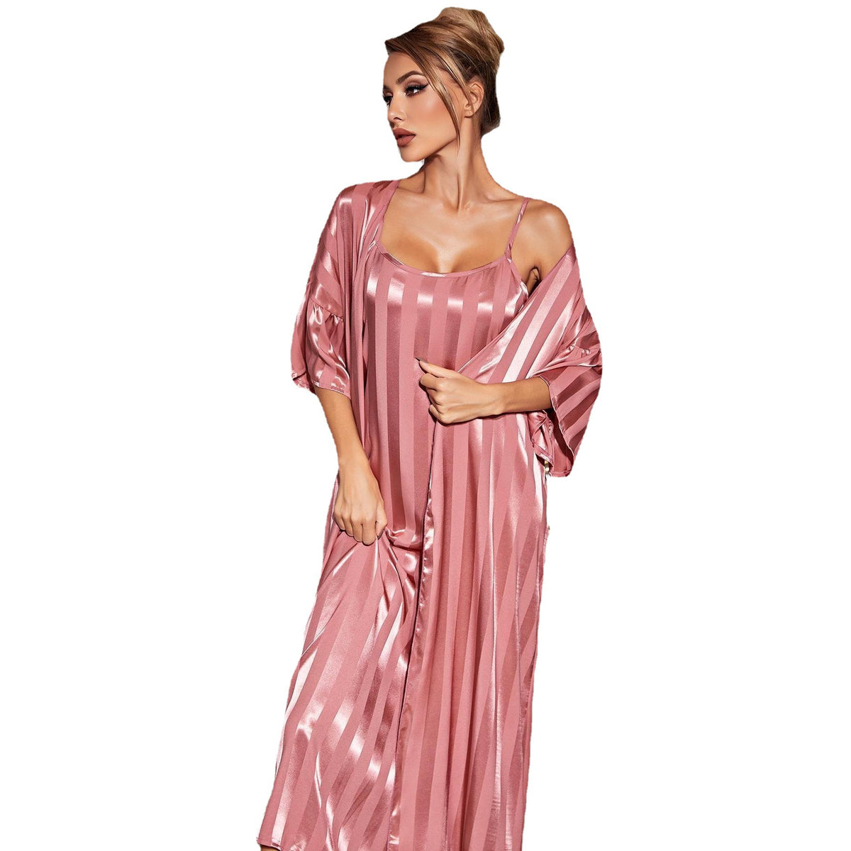 Suspender Nightdress Female Imitation Silk Long Sleeve Senior Sense