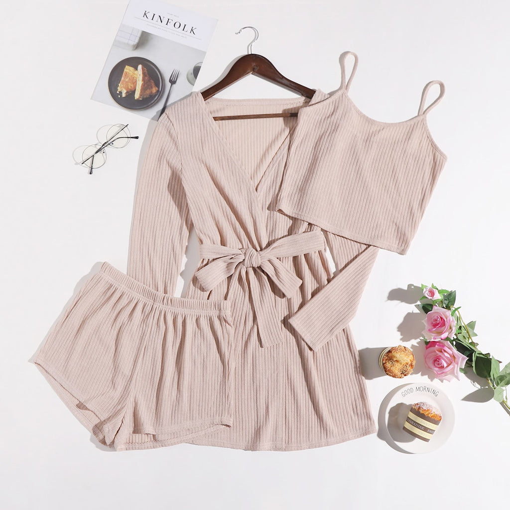3-piece Set Suspender Shorts Homewear Suit