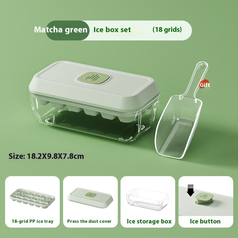 Silicone Ice Cube Tray Mold Lid Shovel Storage Box Remove With One Click Ice Maker