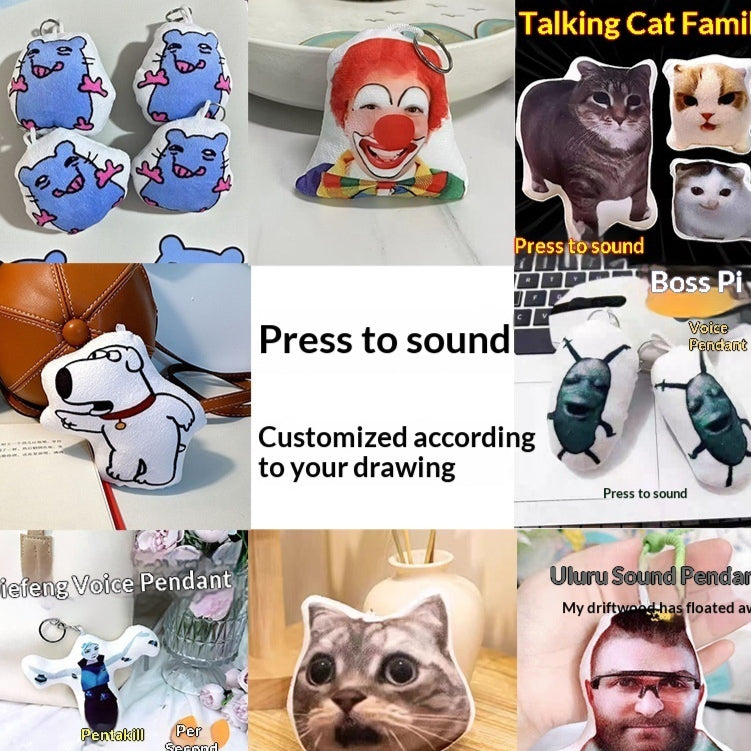 Creative Press-to-sound Plush Pendant Doll With Custom Voice