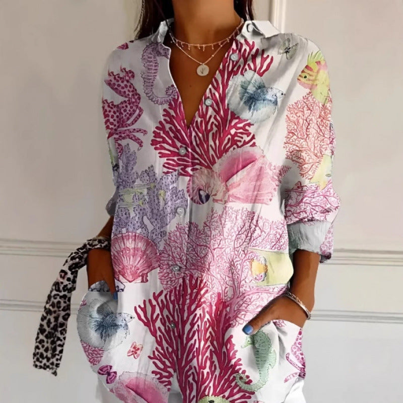 Floral Print Long-sleeved Shirt