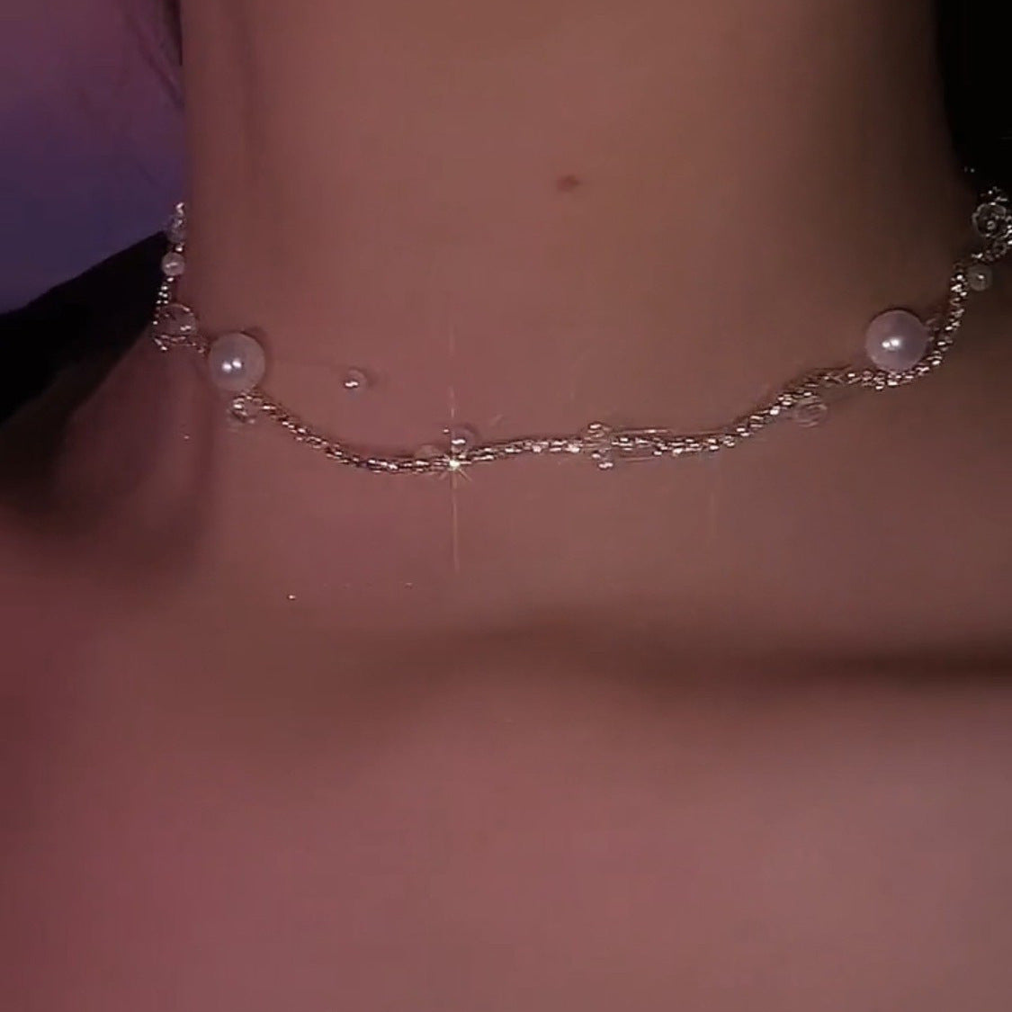 Collarbone Necklace Crystal Bead Diamond