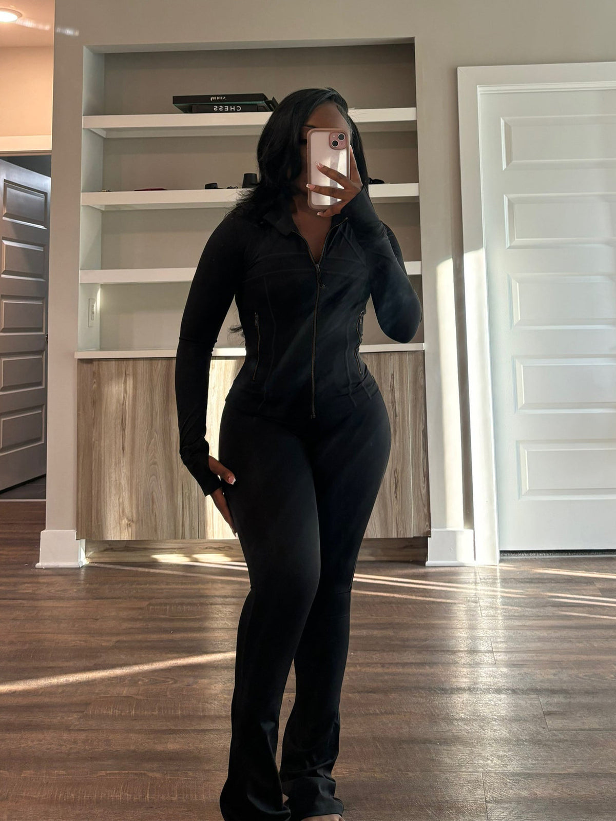 Womens Sporty-casual Sexy Tight-fitting Long-sleeve Flared Two-piece Set